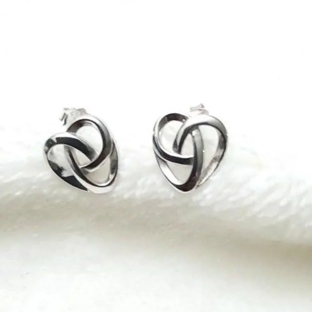 Sterling Silver Celtic Heart Studs - Picture 2 of 4